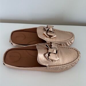 Gentle Souls Rose Gold Mina Driver Bow Loafers Size 9.5
